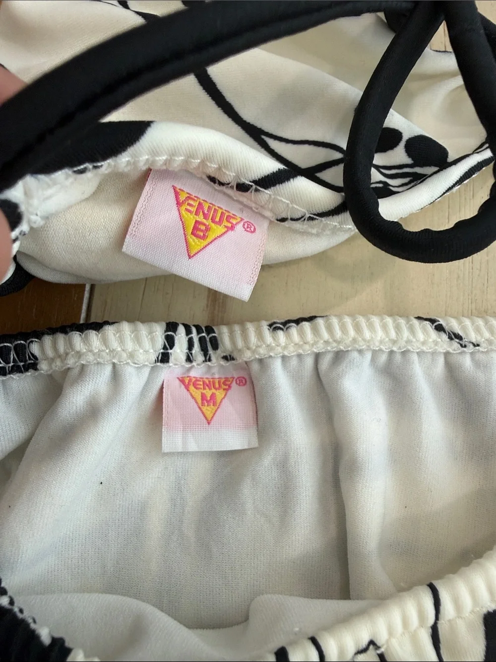 VENUS Black & White Abstract Print Triangle Bikini